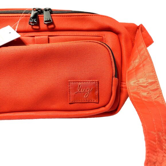 Lug Hitch Belt Bag Papaya Vegan Leather Crossbody Strap Extender RFID Card Slot - Picture 5 of 9